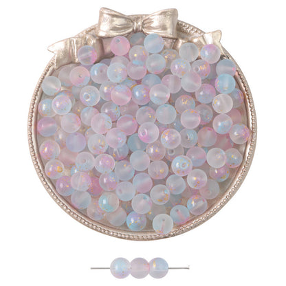 Gradient Frosted Round Glass Beads 8mm Matte Finish Gold Flecks 50pcs 19