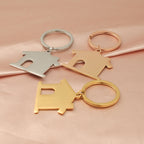 Creative Stainless Steel House Shape Keychain Silver Gold Rose Gold 2