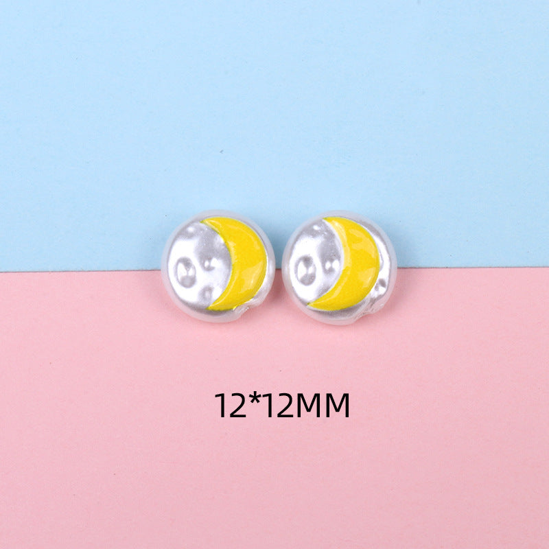 Hand Painted Cartoon Pattern Pearlized Acrylic Beads ABS Plastic 10pcs 23