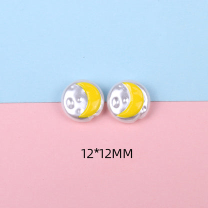 Hand Painted Cartoon Pattern Pearlized Acrylic Beads ABS Plastic 10pcs 23