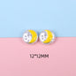 Hand Painted Cartoon Pattern Pearlized Acrylic Beads ABS Plastic 10pcs 23