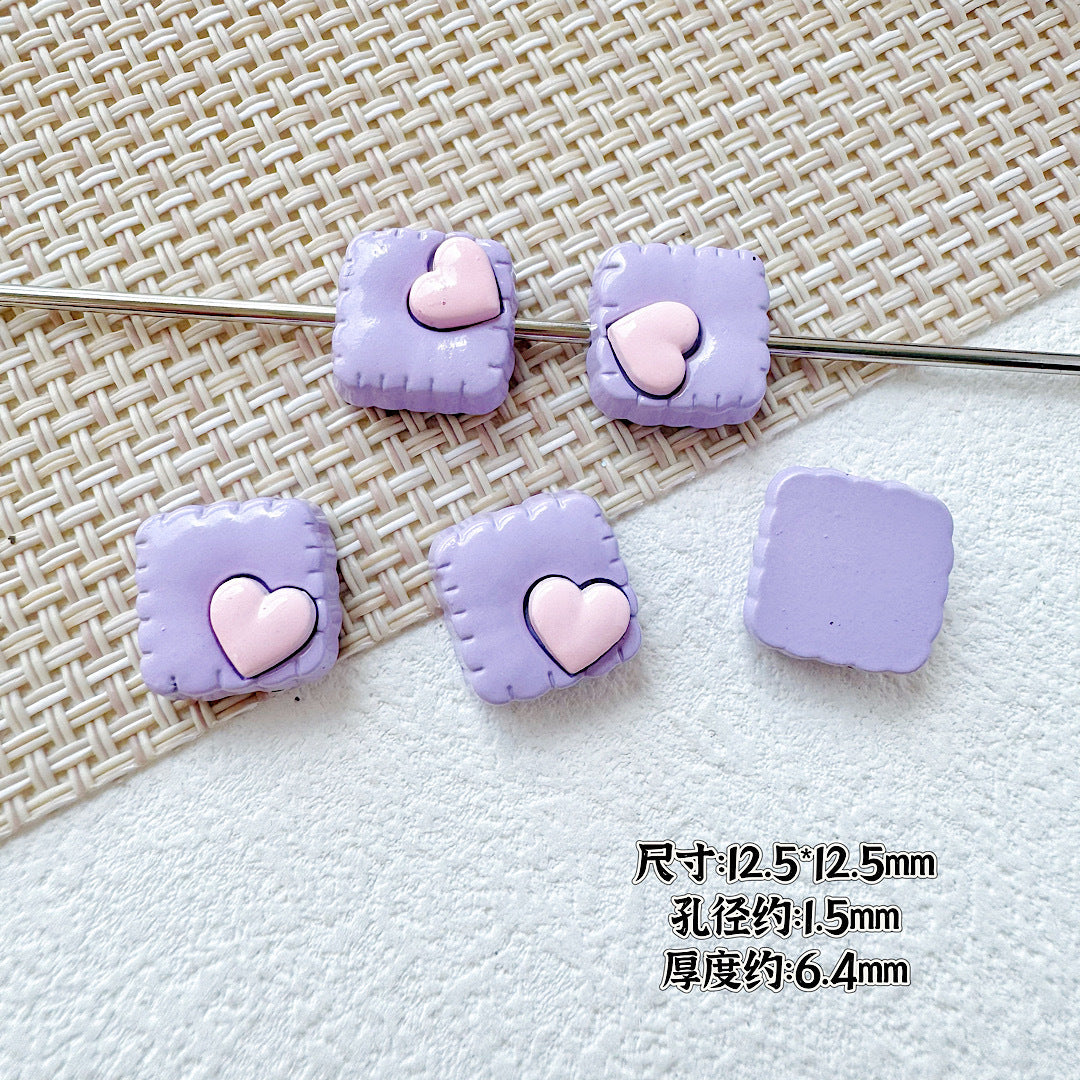 Tulip Square Heart Metal Beads 12mm Glossy Enamel Alloy 10pcs 13