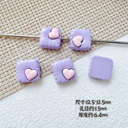 Tulip Square Heart Metal Beads 12mm Glossy Enamel Alloy 10pcs 13