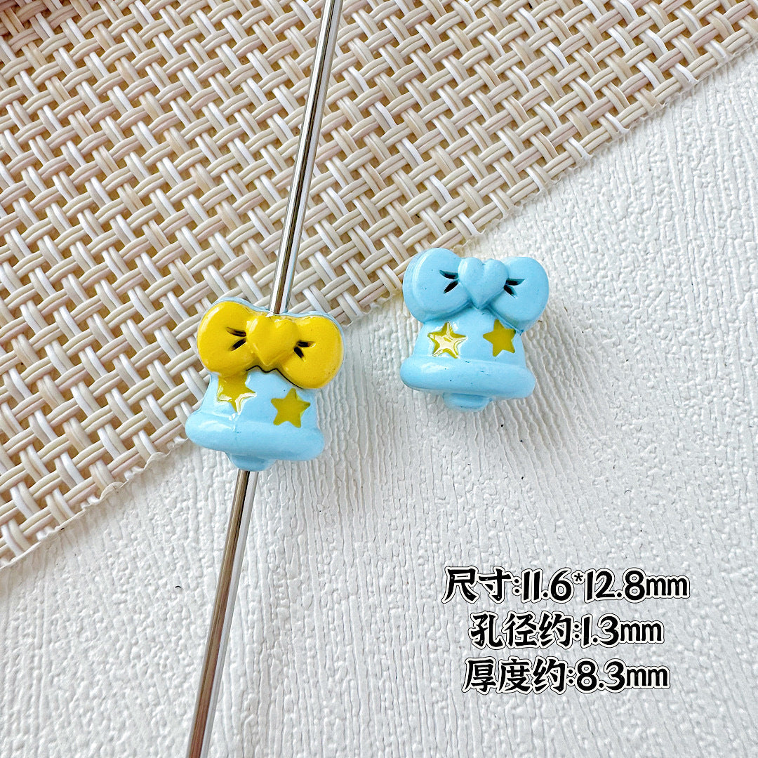 Bell and Bow Metal Beads 13mm Baking Painted Colorful 10pcs 6