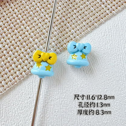 Bell and Bow Metal Beads 13mm Baking Painted Colorful 10pcs 6