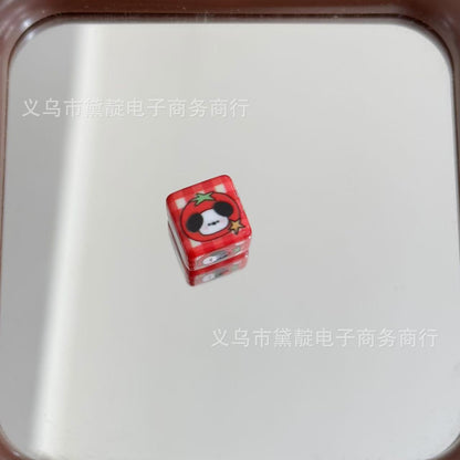 Square Acrylic Beads 14mm Puppy in Tomato Glossy Colors 10pcs 10