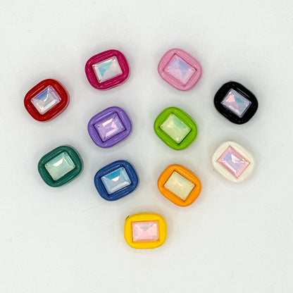 Painted Square Acrylic Beads 14mm Diamond Faceted Mixed Colors 10pcs 4