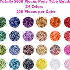 Transparent Bugle Glass Beads 6mm 24 Colors Mixed 9600pcs Box 2
