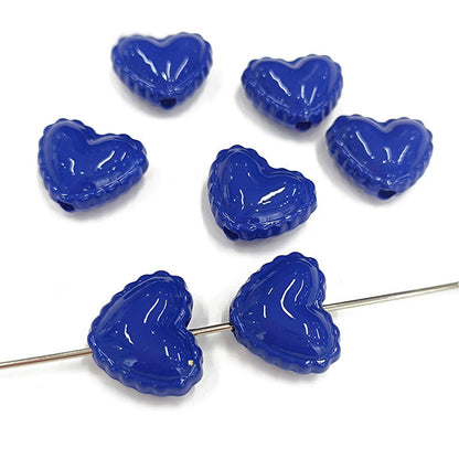 Glossy Painted Lace Heart Acrylic Beads 18mm Colorful Pastel 50pcs 4