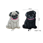 Silicone Focal Beads Pug Dog Sitting Pose with Pink Collar 20pcs