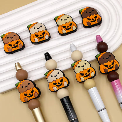 Silicone Focal Beads Chicken Pumpkin Halloween Smiling Face 20pcs 4