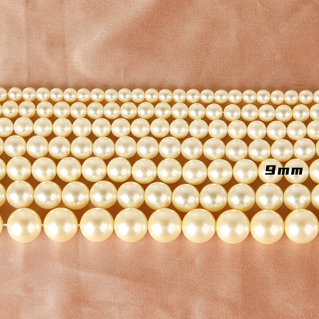 Pearl Glass Beads Round 5-12mm Yellow Imitation 10pcs 9
