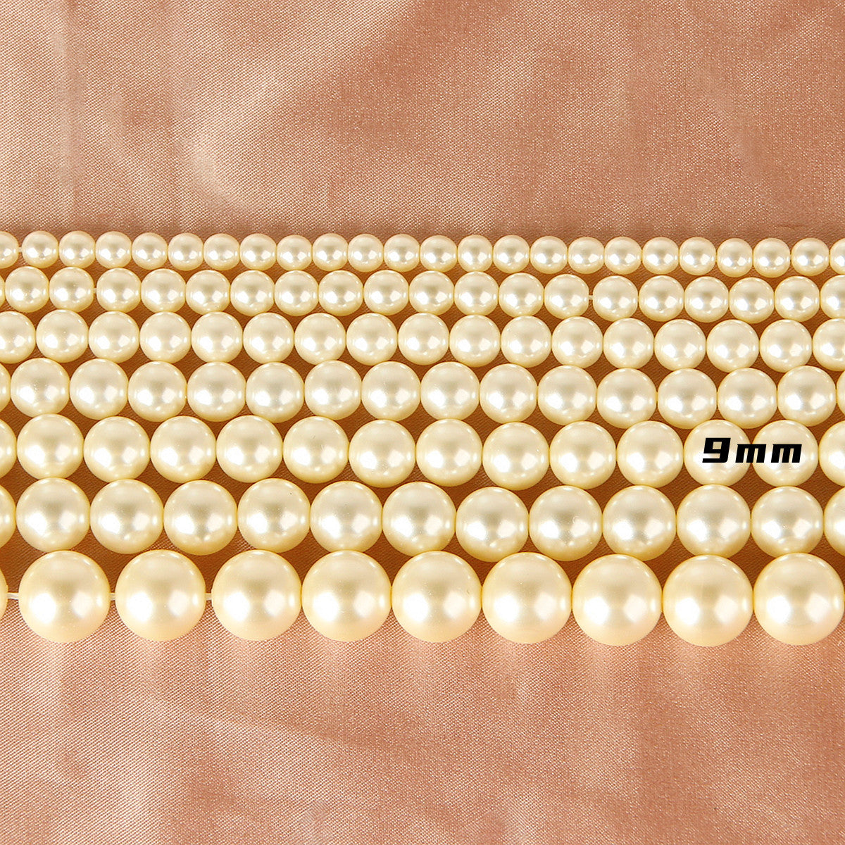 Pearl Glass Beads Round 5-12mm Yellow Imitation 10pcs 9
