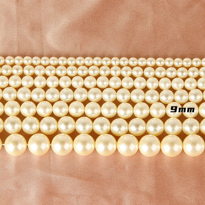 Pearl Glass Beads Round 5-12mm Yellow Imitation 10pcs 9