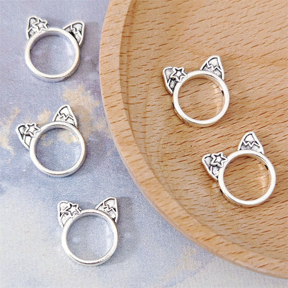Cat Ear Metal Bead Frames 14mm Whimsical Star Lightning Design 100pcs 3