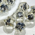 Clear Floral Star Resin Beads 22mm Translucent with Gold Flakes 10pcs 4