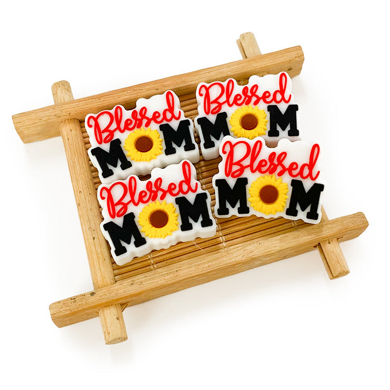 Silicone Focal Beads Music Mom Band Mom Text and Musical Notes 10pcs 2