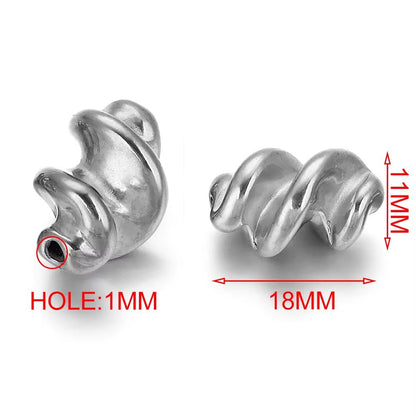Stainless Steel Twist Metal Beads 8-11mm Color Retaining 5pcs 13