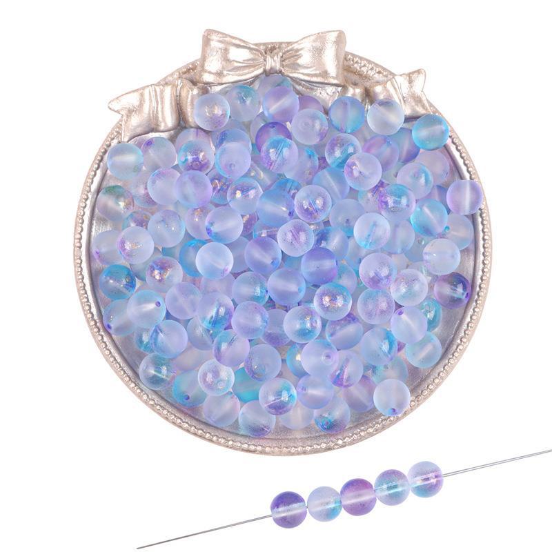 Transparent Frosted Glass Beads 8mm Delicate Gold Flecks 50pcs 10