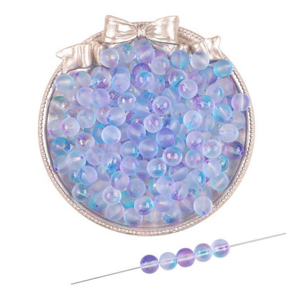 Transparent Frosted Glass Beads 8mm Delicate Gold Flecks 50pcs 10