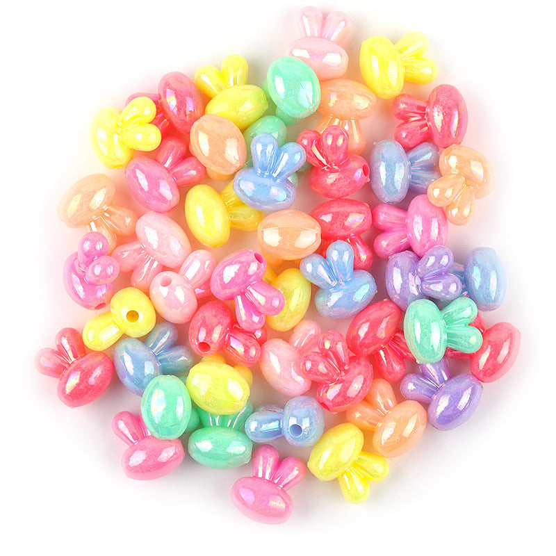 Plated Rabbit Head Acrylic Beads 12.7mm Iridescent AB 50pcs 5