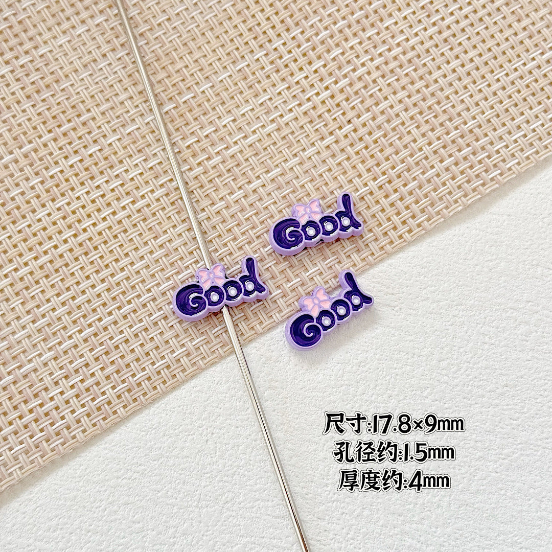 Baking Painted Good Sign and Teacup Bear Metal Beads 17mm 10pcs 7