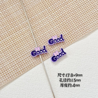 Baking Painted Good Sign and Teacup Bear Metal Beads 17mm 10pcs 7