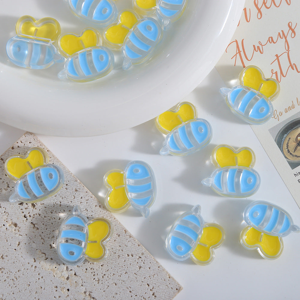 Hand Painted Bee Acrylic Beads 25mm Colorful Enamel 20pcs 2