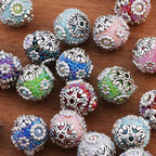 Embellished Bubblegum Beads 17mm Antique Nepal Style 5pcs
