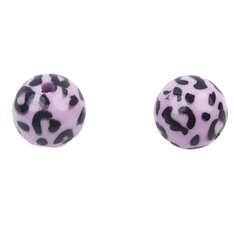UV Plating Round Acrylic Beads 16mm Candy Colored Leopard Print 20pcs 5