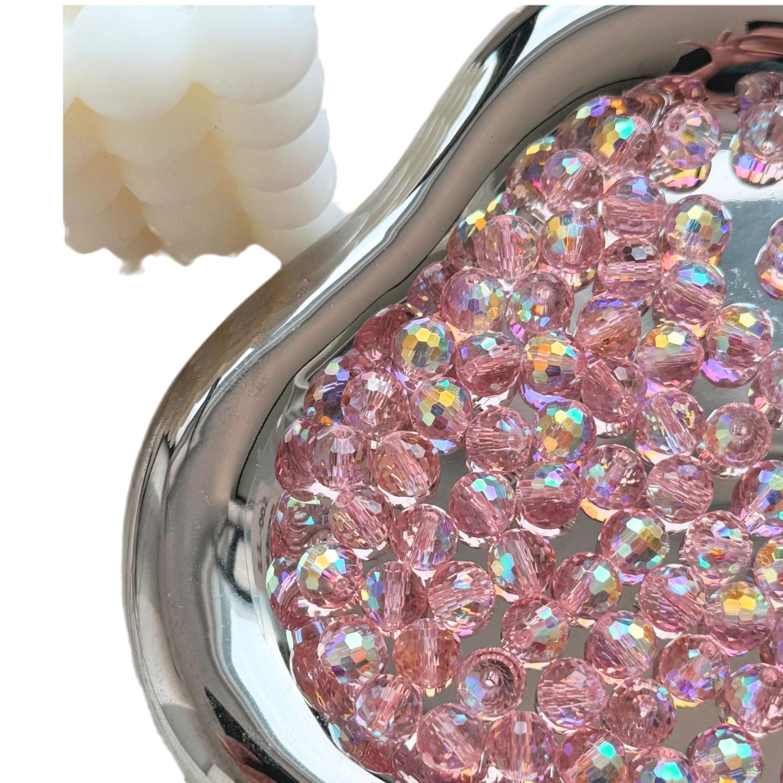 Vintage Faceted Round Glass Beads 8mm Iridescent 50pcs 5