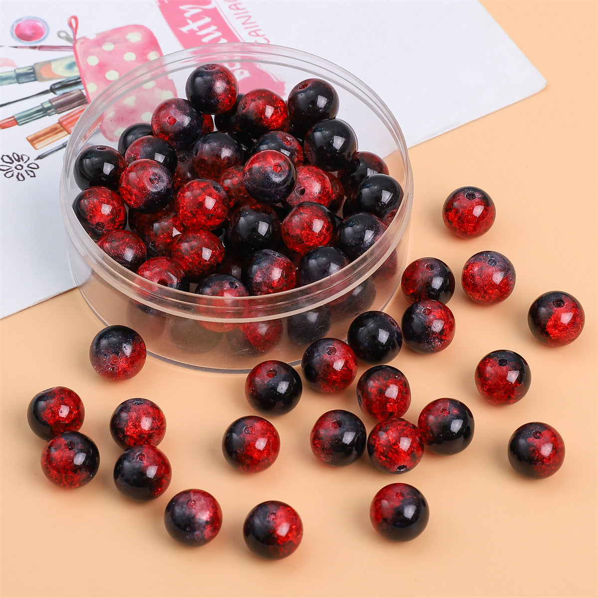 Crackle Round Glass Beads 8mm Multicolor Mixed 30pcs 12