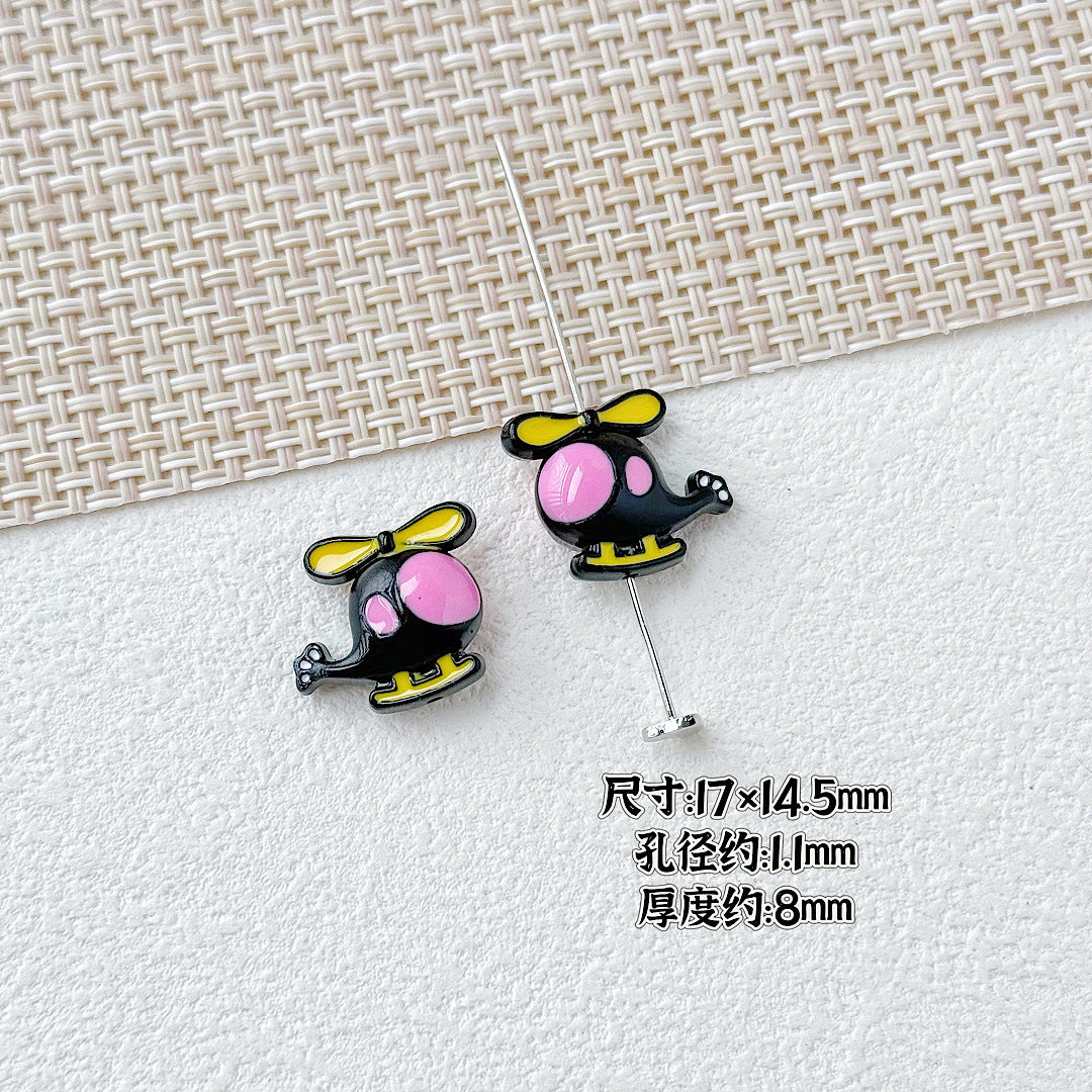 Helicopter and Satellite Metal Beads 17mm Painted Pastel Alloy 10pcs 13