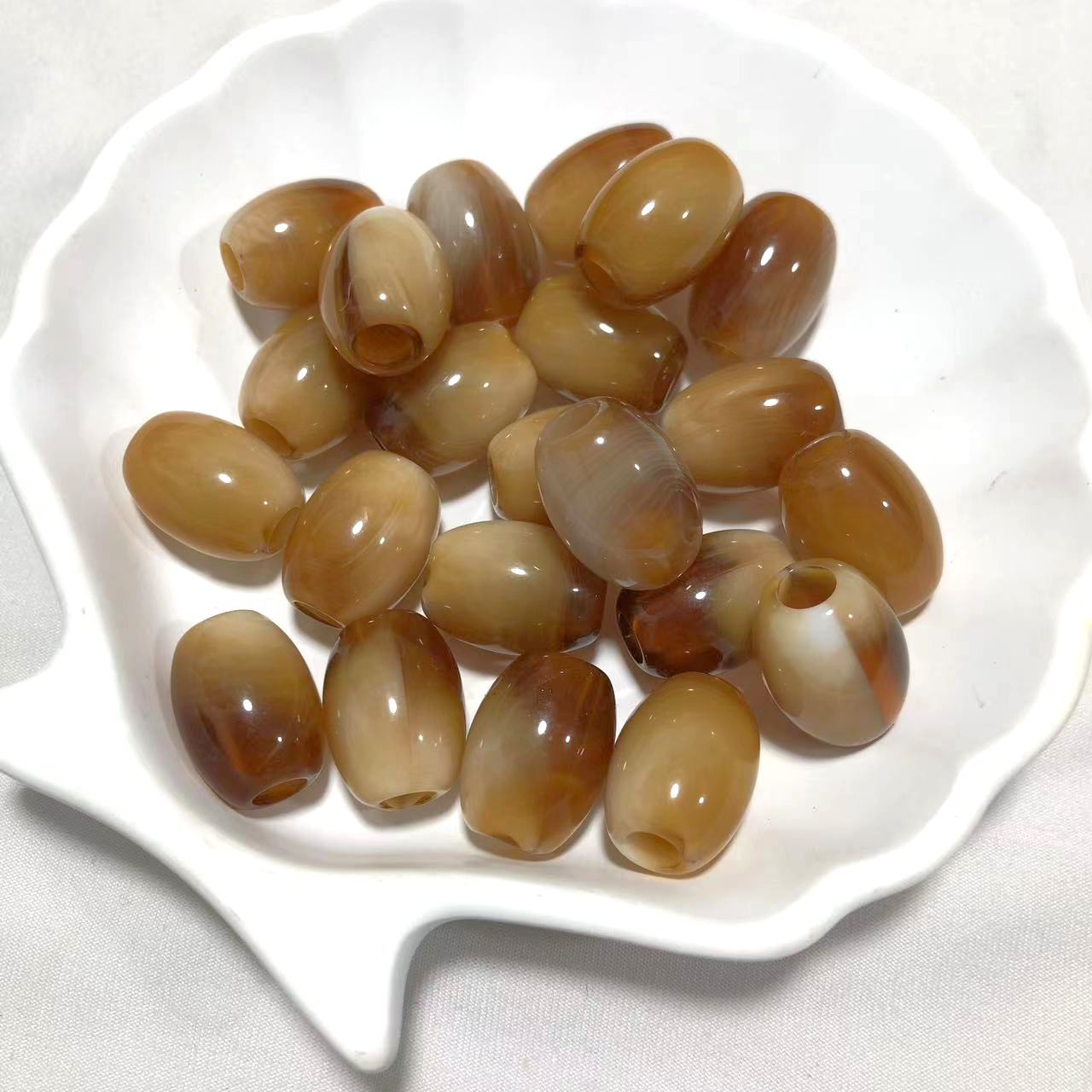 Vintage Elliptical Acrylic Beads 17mm Enamel Large Hole 200pcs 11