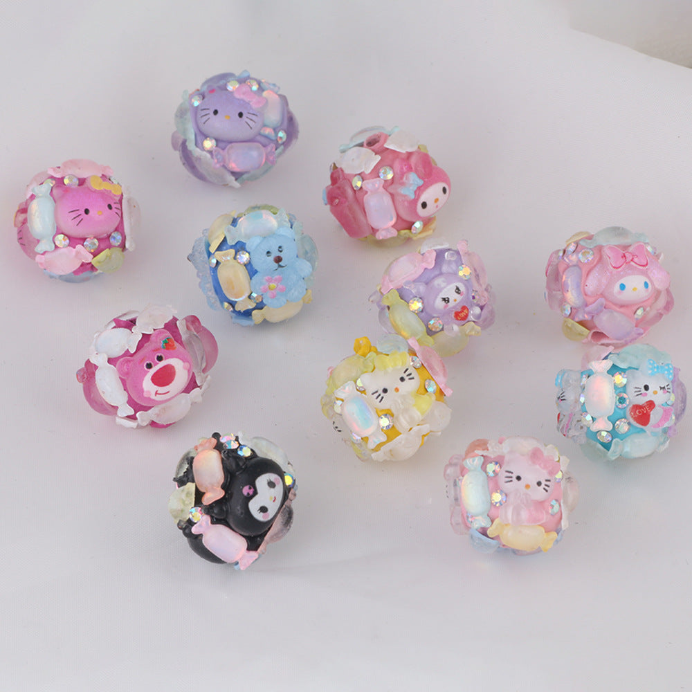Embellished Round Clay Beads 16mm Cartoon Characters 5pcs 2