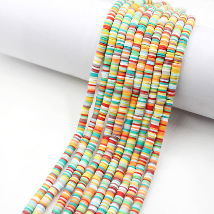 Flat Disc Clay Beads 6mm Colorful Matte Polymer 10strands 8