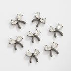 Jewelled Bow Rhinestone Beads 18mm Vibrant Colors Alloy 10pcs 6