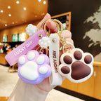 PVC Cat Claw Keychain Soft Adhesive Cute Animal Charm Vivid Colors