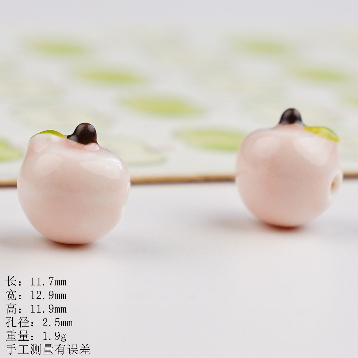 Hand Painted Apple Ceramic Beads 12mm Glossy Finish 10pcs 9