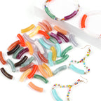 Curved Tube Acrylic Beads 32mm Translucent Mixed Colors 40pcs 3
