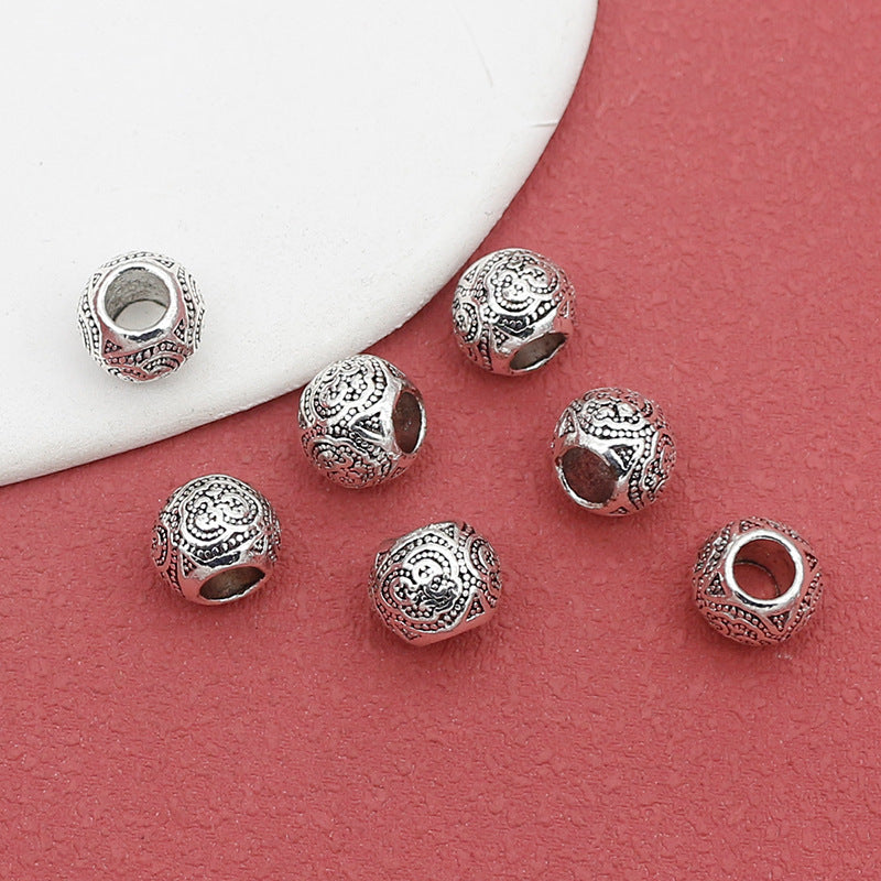 Tibetan Metal Beads 10mm Vintage Matte Pattern Large Hole Zinc Alloy 20pcs 2