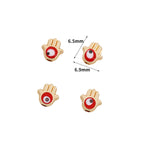 Palm Evil Eye Metal Beads 6mm Enamel Painted Gold Alloy 100pcs 5