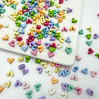 Painted V-Shaped Heart Acrylic Beads 6.7x8mm Glossy Mixed Colors 10pcs 3