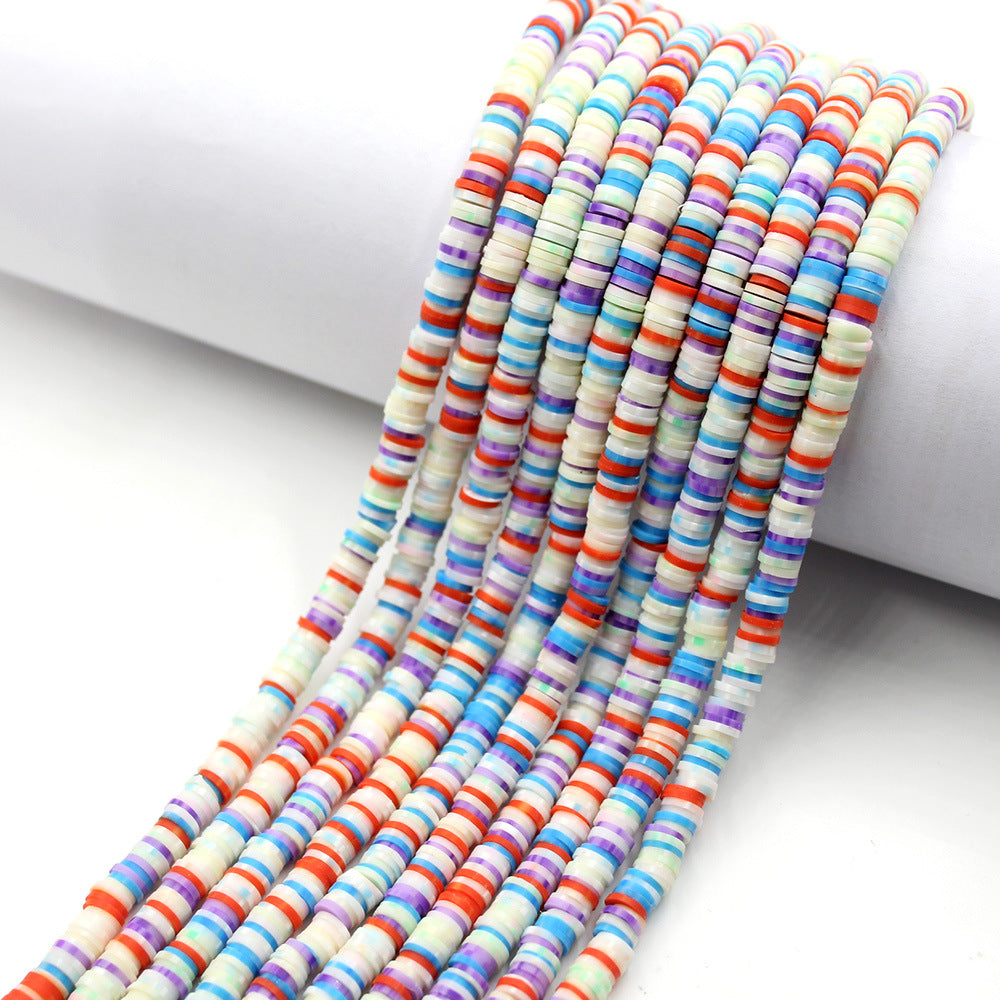 Flat Disc Clay Beads 6mm Colorful Matte Polymer 10strands 42