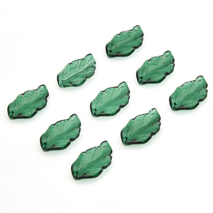 Czech Glass Beads Feather Leaf 17x28mm Gradual Color Change 20pcs 8