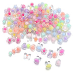 Transparent Flower Acrylic Beads Candy Color Mixed Shapes 100pcs