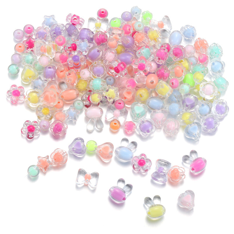 Transparent Flower Acrylic Beads Candy Color Mixed Shapes 100pcs