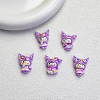 Glossy Purple Kuromi Resin Beads 10pcs Vibrant Floral Details 2