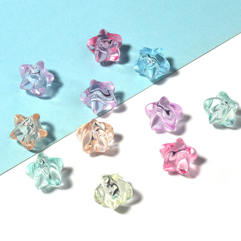 Transparent Star Acrylic Beads 11mm Pastel Colors 50pcs