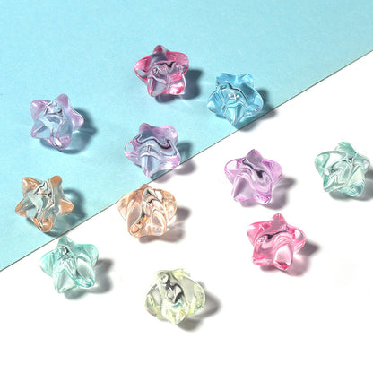 Transparent Star Acrylic Beads 11mm Pastel Colors 50pcs